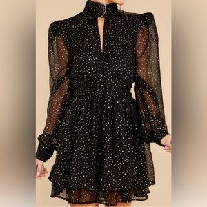 AQUA Star Print Mock Neck Size M